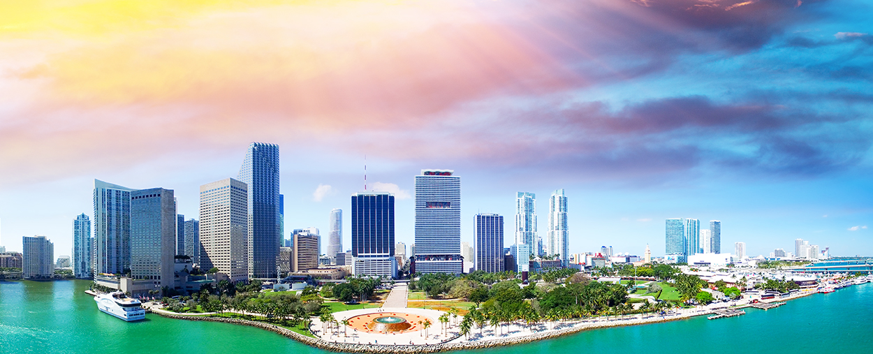 An almost heavenly light casts a warmth on the Miami skyline. 