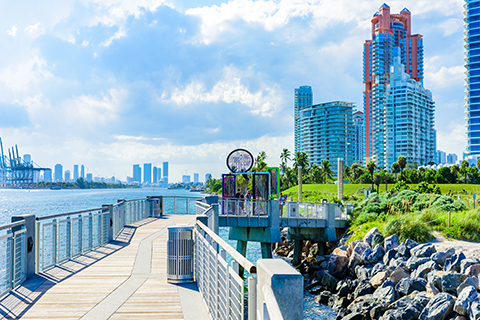 This is a stock photo. The pier at South Pointe on South Beach, Miami, Florida.